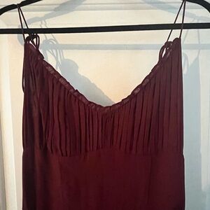 Elegant Burgundy Pleated Dress